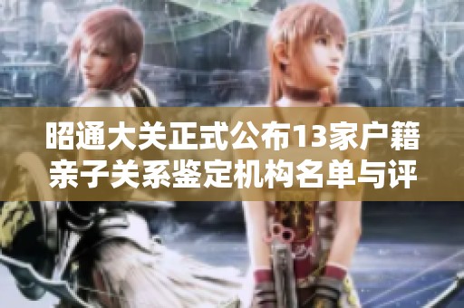 昭通大关正式公布13家户籍亲子关系鉴定机构名单与评估指南