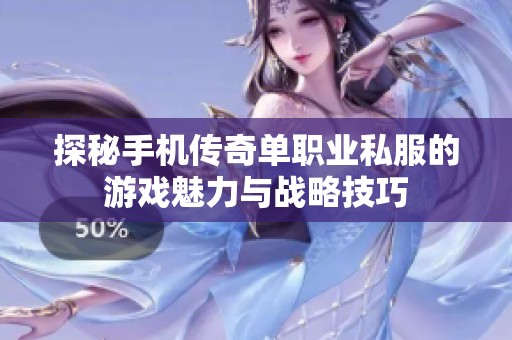 探秘手机传奇单职业私服的游戏魅力与战略技巧